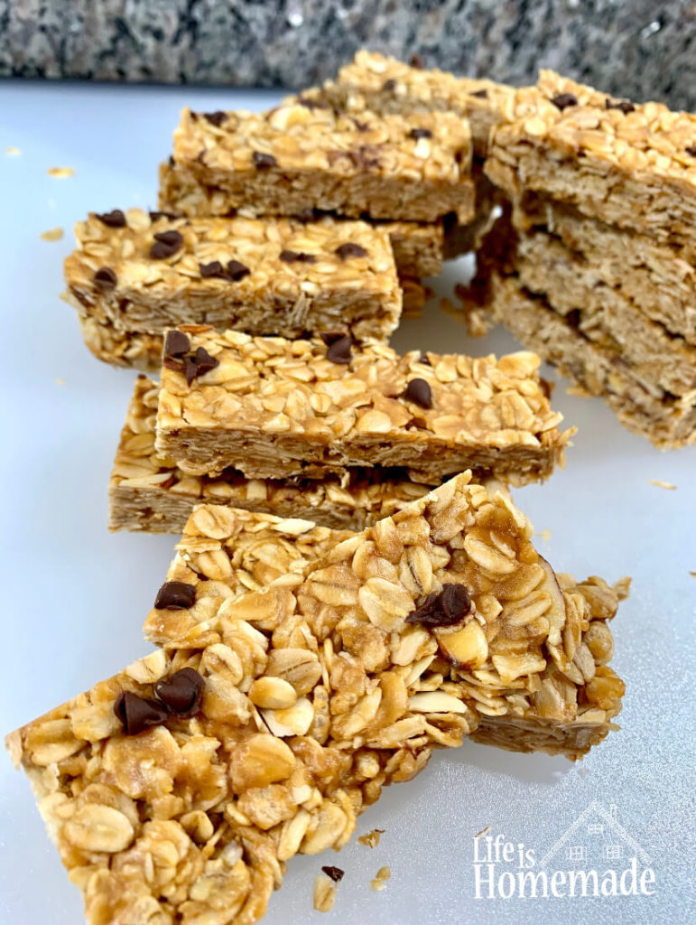 granola bars, almond butter, almond butter granola bars, from scratch, homemade, no bake, simple