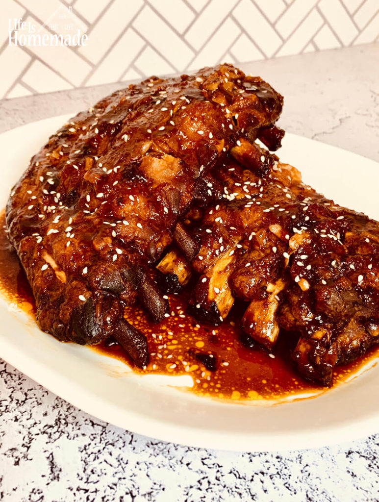 Asian Style Ribs, Fall off the bone, semi homemade, easy crockpot recipe, pork ribs, simple weeknight dinner, life is homemade