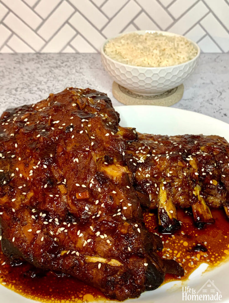 Asian Style Ribs, Fall off the bone, semi homemade, easy crockpot recipe, pork ribs, simple weeknight dinner, life is homemade