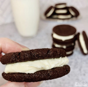Homemade Oreos, sandwich cookies, from scratch, chocolate cookie, vanilla cream, vanilla butter cream, Oreos, store-bought, white chocolate, cookie, easy, life is homemade