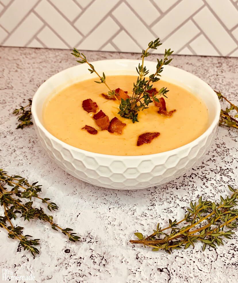 Butternut Squash And Cauliflower Soup, Instant Pot Soup, fall recipes, butternut squash, cauliflower, Roasted Garlic, Marsala Red Onions, hazelnut oil