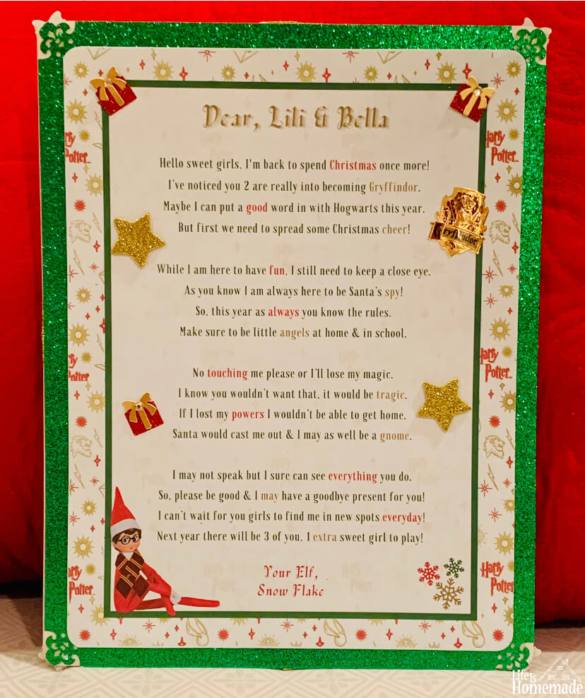 Elf On the Shelf Return letter, harry potter theme, how to, Christmas letter, Santa, elf