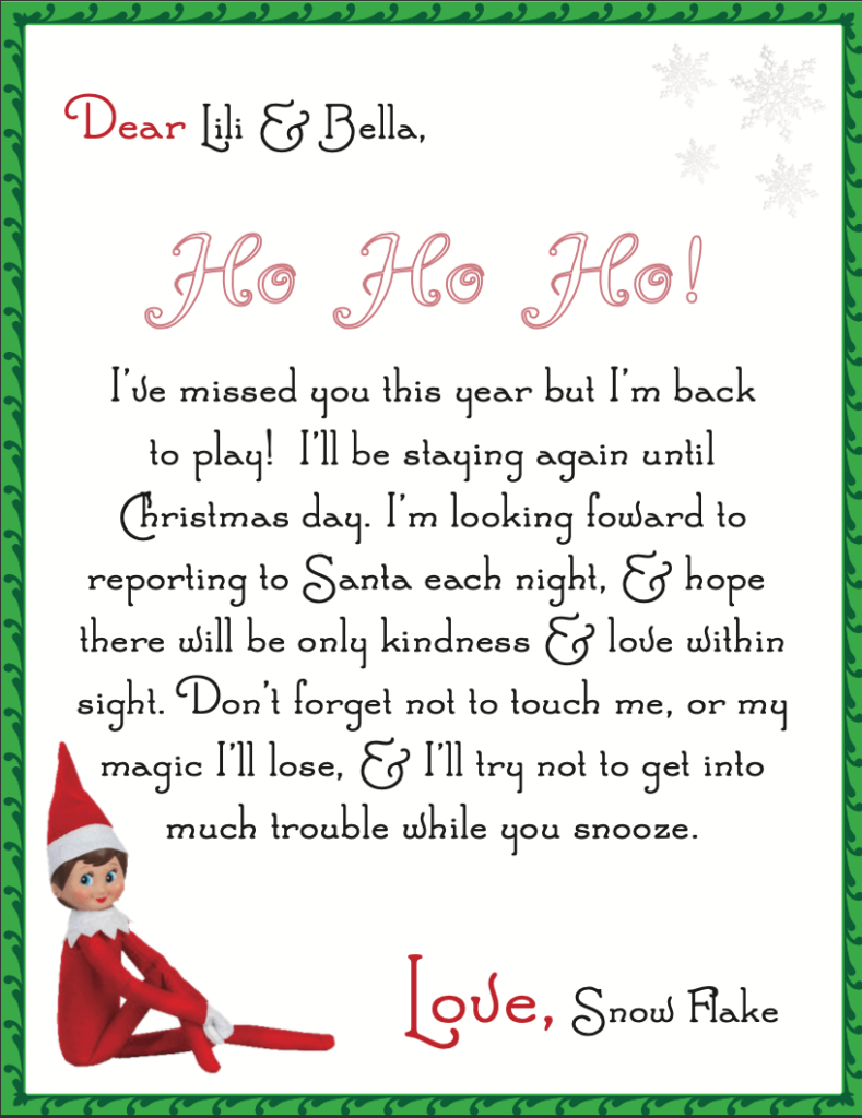 Elf On the Shelf Return Letter